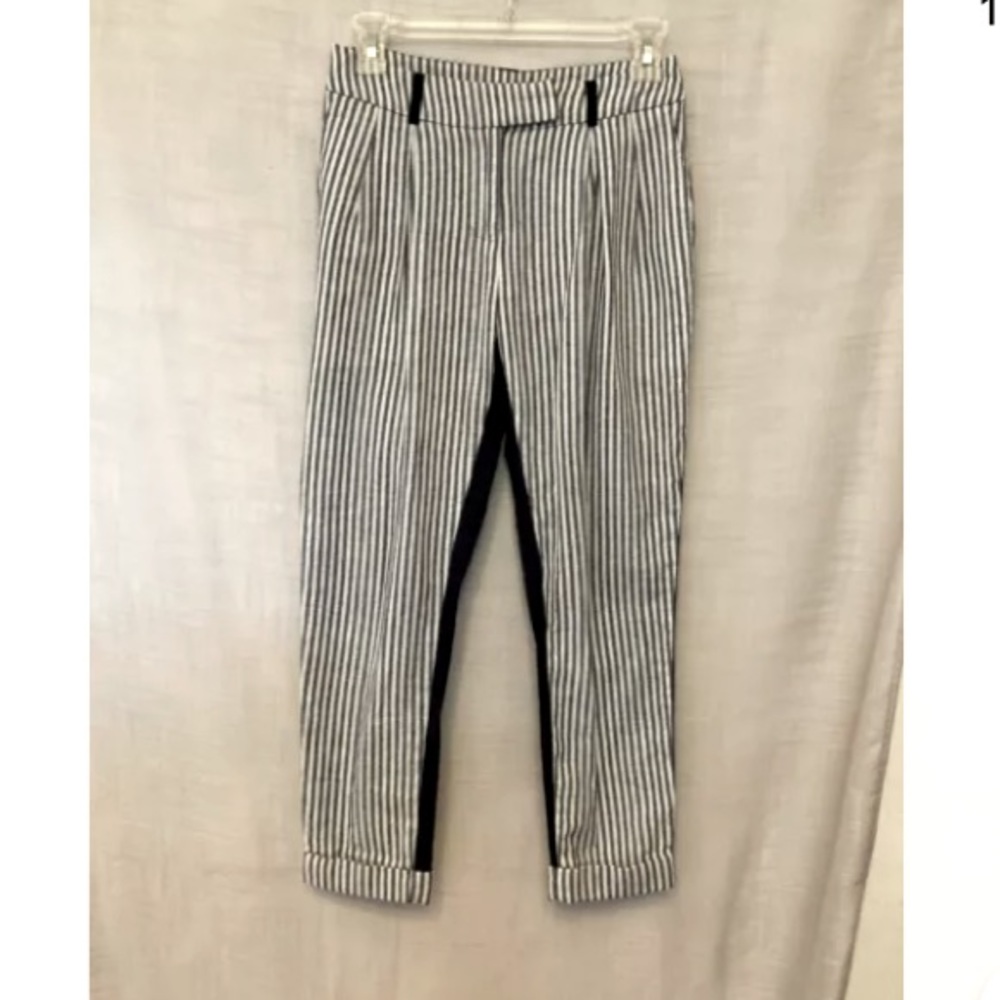 Chloe Blue White Striped Pants Sz S Made In Italy